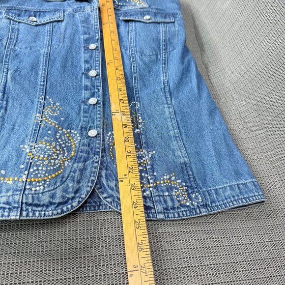 Moka Sport Womens Size Medium Rhinestone Embellished Denim Jacket - Picture 8 of 8